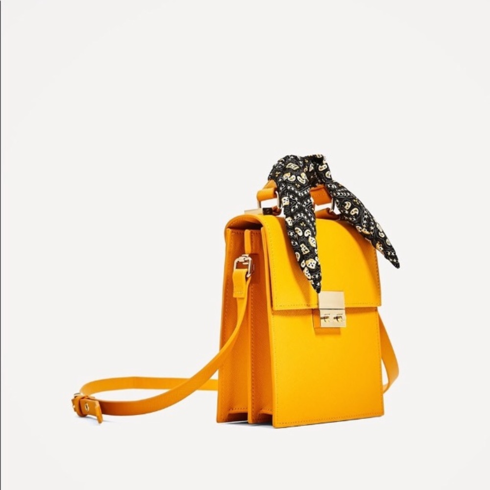 Zara Yellow City Bag with Scarf